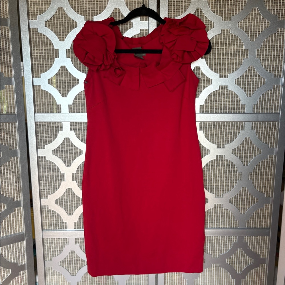 Taylor Red Puff Sleeve Sheath Mini Dress
